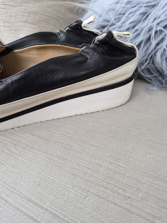 Ron White Nell Black Leather Platform Loafers  Made in Italy Size 36.5 / 6